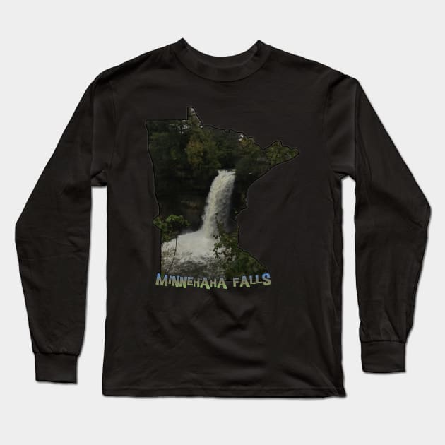 Minnesota State Outline (Minnehaha Falls) Long Sleeve T-Shirt by gorff